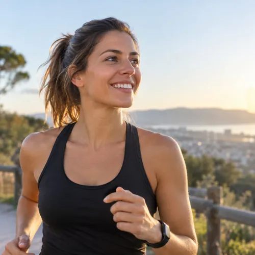 Persona joven practicando deporte al aire libre con lentillas diarias
