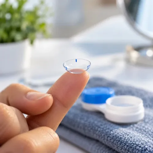 Lente de contacto tórica con marcas de orientación para astigmatismo